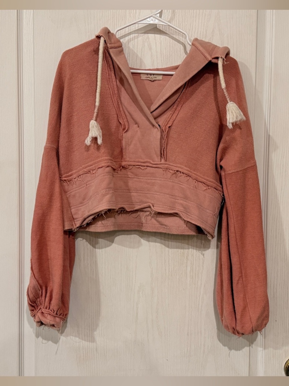 Final Price Chelsea & Violet Rust-Pink Cropped Hoodie with Drawstrings